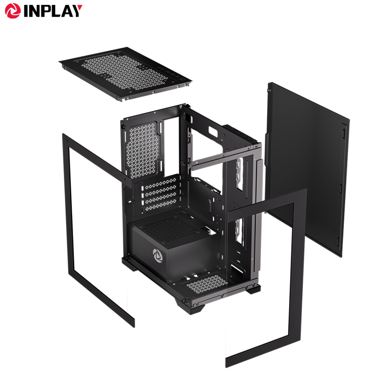 Inplay OpenView V100 PC Case Gaming Computer Case Mid-Tower M-ATX Desktop Case With Tempered Glass
