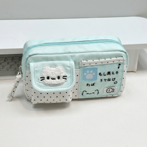 BEDDEH Bền bỉ Hộp bút chì hoạt hình Nhiều ngăn Dung lượng lớn Túi đựng văn phòng phẩm Dễ thương Nhẹ Túi đựng bút hình mèo Sử dụng hàng ngày