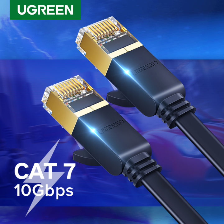 UGREEN Flat Cat7 Ethernet Cable RJ 45 Network Cable UTP Lan Cable Cat 7 RJ45 Patch Cord for Router Laptop Cable Ethernet,Black-Flat Version(0.5m 1m 1.5m 2m 3m 5m 8m 10m 15m 20m)