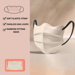 50pcs Butterfly Shaped Design Disposable Face Mask Breathable 3layer Morandi Color Protective Face Cover V-face Anti Dust Mask Fashionable and Minimalist Solid Color Mask