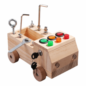 MMLUCK Đèn LED Bảng hoạt động Montessori Mô phỏng xe hơi 2-4 tuổi Xe dụng cụ ốc vít và đai ốc Đồ chơi xếp hình Công tắc nguồn Đồ chơi ô tô giáo dục Trẻ em