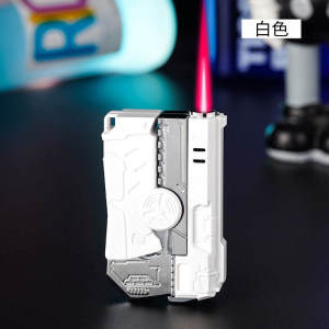 Hot Selling Gyro Folding Pistol Shaped Inflatable Lighter Windproof Jet Flame Fingertip Decompression Outdoor Lighter Happy New Year Gift