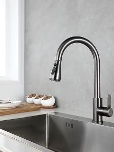SXH304 Stainless steel pull-down kitchen faucet Sink with splash guard rotating faucet for hot and cold water suitable for washing vegetables and dishes