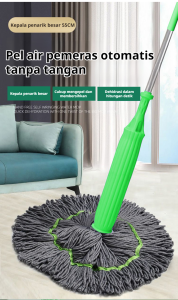 Pel Lantai Otomatis 360 Derajat Dengan Kain Mikrofiber Daya Serap Tinggi Kepala Pel Bisa Dilepas Alat Pel Basah Kering Cepat Putar Otomatis Serbaguna