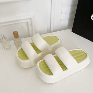 [Free Shipping] New Korean-Style EVA Thick Dual-Color Outdoor Beach Sandals With Height-Increasing Two-Strap High Heels