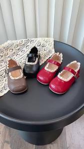 [Free Shipping] Girls Lace Princess Shoes ChildrenS Style Soft Sole Buckle Flats For Little Girls