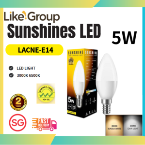 SUNSHINE LED Candle Light Bulb 5W Base E14 Daylight 6500K/Warm White 2700K Clear Light Bulb