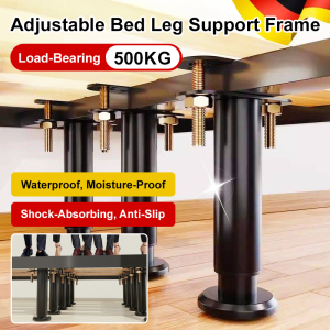 Black Height Adjustable Bed Leg Support Frame