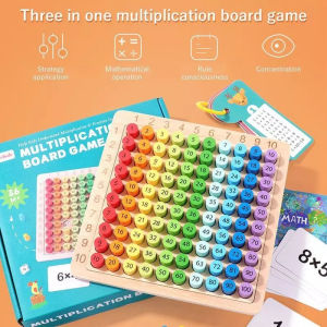 Wooden Math Multiplication Board Puzzle Montessori Children Counting Toy with 1 to 10 Times Table for Kids