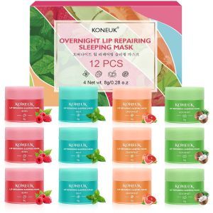 12 Pack Lip Sleeping Mask Set Overnight Lip Skincare and Hydrate Lip Mask With Vitamin C and Coconut Oil Lip Balm for Dry Lips Bulk Gifts for Women