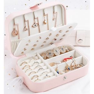 [Local Seller] Travel Jewelry Box Organizer Portable Small PU Leather Earrings Ring Necklace Mini Jewellery Box Storage