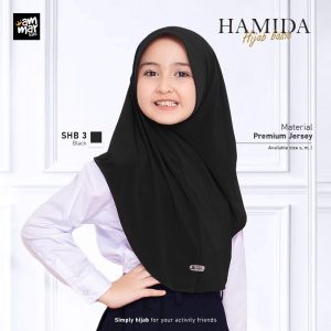 Jilbab Instan Anak Sekolah  SD Hijab Bergo Bergo Hamidah Jersey Premium 6-12 tahun