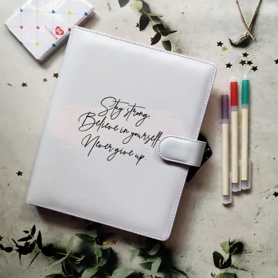 Binder Motif Stay Strong Ukuran A5 20ring Dan B5 26ring Bahan Kulit Sintetis Binder Aesthetic