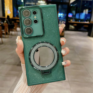 ปลอกสำหรับ Samsung Galaxy S24 Ultra S24+ S24 S23 Ultra S23+ S23 S22 Ultra S22+ S22 5G กากเพชรส่องแสงเป็นประกายวิบวับแหวนแม่เหล็กยึดโทรศัพท์เคสป้องกันนุ่ม