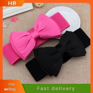 HB New Women Bowknot Cummerbunds Elastic Bow Wide Stretch Bukle Waistband Belt Fashion Girl Dress Accessories Waist Belts