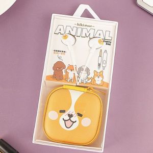 [KIKI-411] Earphone ANIMAL FLUFFY DOG Headset Kabel 3.5mm Jack / Wadah Headset Karakter Anjing Dog