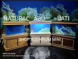aquarium mini satu set kabinet free pasir