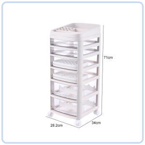【DAILY ESSENTIAL】 Rolling Cosmetic Storage Cabinet with Transparent Drawers 3-7 Tiers