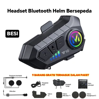 Y10 Bluetooth 5.3 Helm Headset Interkom Headset Motor Bluetooth Headset IPX6 Tahan Air