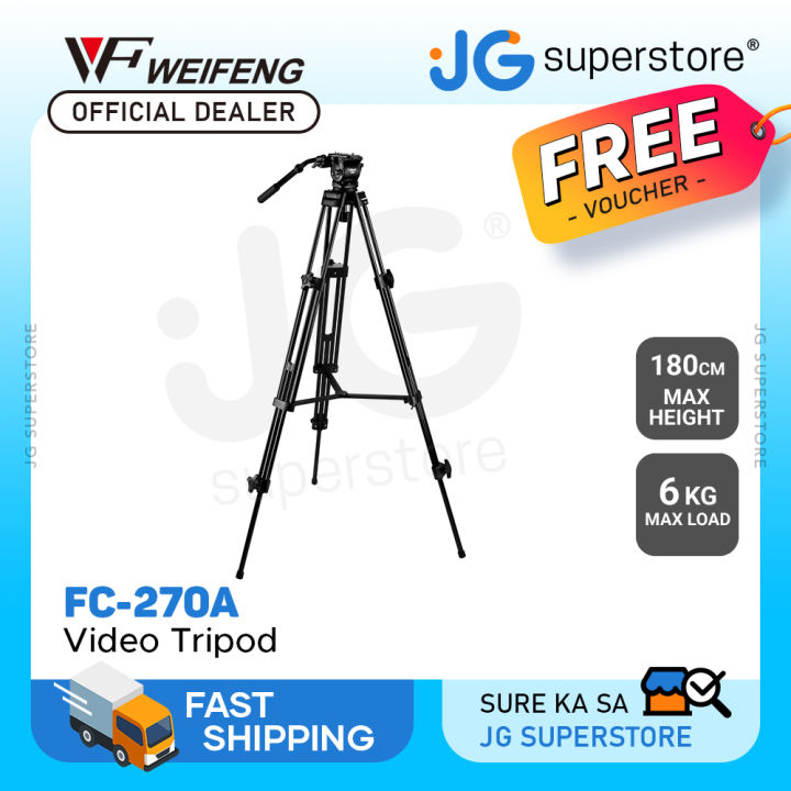 WEIFENG FC-270A Professional Video Tripod with 75mm Bowl Fluid Head 360°  Pan 180° Tilt, Quick Release Plate, 1/4