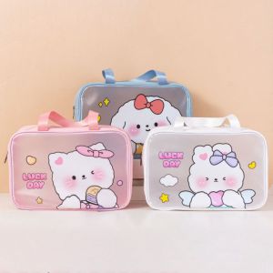 XUNXUAN Cute Cartoon PVC Cosmetic Bag Ins Portable Transparent Wash Bag Handbag Large-Capacity Wash Pouch Travel