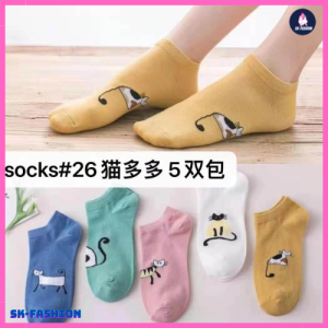 SK-FASHION 5 Pairs (CATS) Student Girl Summer Thin Breathable Korean College Style Deodorant Socks