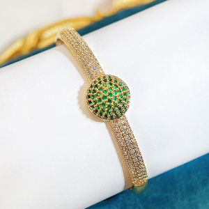 Sequito Phụ Nữ Cao Quý trang sức đeo cổ tay Micro Pave Sáng Bóng Trắng Màu Xanh Lá Cây Zirconia Phù Dâu Đính Hôn Vòng tay mảnh B347