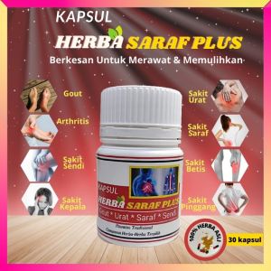 KAPSUL HERBA SARAF PLUS ORIGINAL 30 KAPSUL | GOUT | URAT | SARAF | SENDI | Traditional Medications | HERBA URAT SARAF/GOUT 100% | KAPSUL HERBA TERAPI SARAF SENDI & ANGIN | PENAWAR URAT SARAF | SAKIT PINGGANG & LUTUT 100% HERBA ASLI
