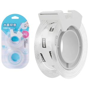 2 Rolls Clear Adhesive Tape with Tape Cutter Noise Reducing Heavy Duty Adhesive Tape For School Office 20Yard Each Roll