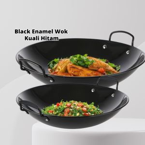 YU Ready Stock Black Enamel Wok / Iron Wok / Kuali Enamel / Kuali Hitam / Kuali Tak Melekat / Kuali Besi