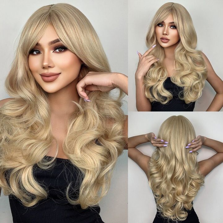 Long yellow wigs best sale