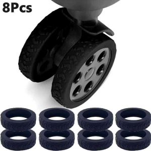 BECORATE 8PCS/Set Suitcase Wheels Protection Cover Silicone Suitcase Parts Axles Travel Luggage Caster Shoes Shockproof Reduce Noise Luggage Wheel Cover