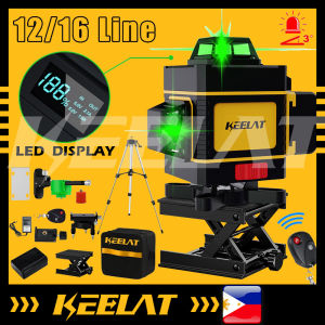 KEELAT KLL0001 3D 12/16 Line Green Making Laser Level Battery Tripod Cross Self-Leveling 360° Rotary Adjustable Auto Measuring Tool Set