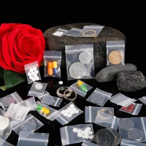 100pcs Clear Plastic Mini *Ziplock# Bag Transparent Jewelry Crystal Packing Pouches Reusable Zipper Lock Sack Thickness 0.2mm