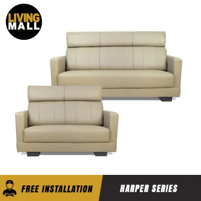 Living Mall Harper Series Leather And Fabric Sofa Set 1/2/3 Seater With Chaise In 8 Colours