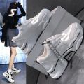 Amoyy Womens New Trendy Leather Surface Thick Bottom Increase High Running Casual Old Daddy Shoes Sneakers. 