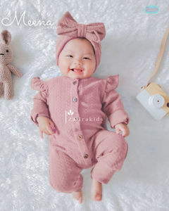 Baju Bayi Newborn Perempuan Setelan Bayi Premium 0-20 Bulan | Jumper Bayi Lembut + Bando | Oneset Baby Girl | Meena Zalira Kids