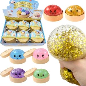 Large Dumpling Stress Ball with Steamer Colorful Squishy Bun Sensory Toy for Anxiety Relief Squeeze Dough Ball for Adults&Kids
