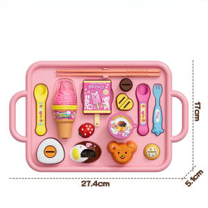Oldlaiben Kids Feeding Food Toy Set Hamburger Ramen Ice Cream Strawberry Pudding Simulation Feeding Plate
