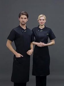 Cotton Chef Uniform Men and Women Short Sleeve Restaurant Kitchen Clothes Cake Shop Bakery Uniform