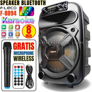 Speaker Bluetooth Fleco F-8894 8Inch | Speaker Karaoke Fleco F-8894 Salon Bluetooth Full Bass Free Mic Wireless + Remote Extra Power Full Bass Subwoofer | Gallery Audio