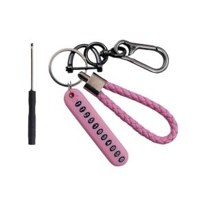 Vehicle Key Chain Holder Anti-lost Phone Number Plate Keyring Car Interior Decoration Auto Phone Number Key Chain