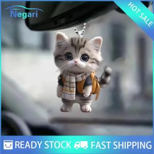NG Motor✨ COD ✨ Car 1Pcs Flat 2D Cute Kitten Rearview Mirrors Pendant Car Hanging Ornament Car Decoration Accessories Gifts For Women Men Decoration