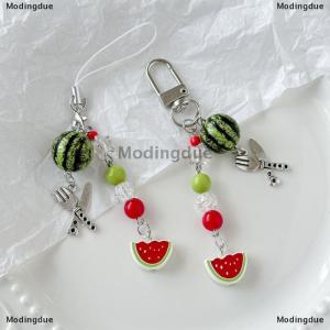 [COD] Modingdue Cute Fruit Keychain Creative Summer Watermelon Pendant Key Chain Beaded Mobile Phone Anti-lost Lanyard Bag Decorative Keyring