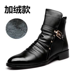 BIZOT Mens Chelsea Boots Fashion Pointed Toe Mens Boots Retro Leather Men Motorcycle Boots