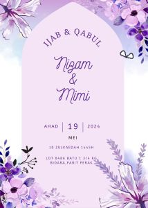 Kad Kahwin Design 20 | Digital | Aqiqah | Pertunangan | Lain-lain | Warna Putih Ungu Purple