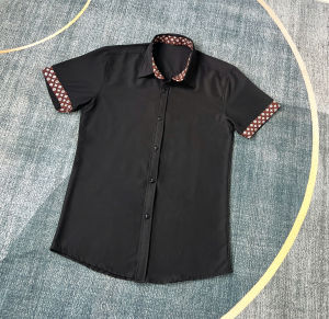 Áo Sơ Mi Nam tay ngắn phối viền họa tiết mới mẫu mới hót MLCL