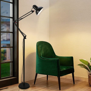 <𝙇𝙖𝙯𝙎𝙜𝙈𝙖𝙡𝙡> Floor Lamps for Living Room Modern Simple Creative Metal Adjustable Black White Long Swing Arm Study reading light