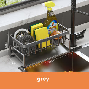 KS 🍳Kệ đựng đồ rửa chén bát chia ngăn có khay hứng nước nghiêng kèm miếng dán tường Giá đỡ gạt nước giá đỡ bếp Bồn Rửa cho gia đình lưới ráo nước đồ tạo tác đựng chất tẩy rửa bọt biển đa năng bàn