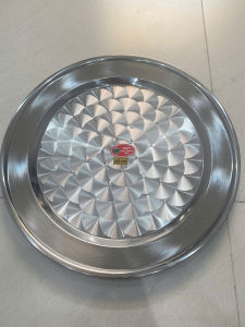 Mâm tròn inox mâm vành mâm cạn mâm bưng cơm cúng cơm mâm inox (tem đỏ)